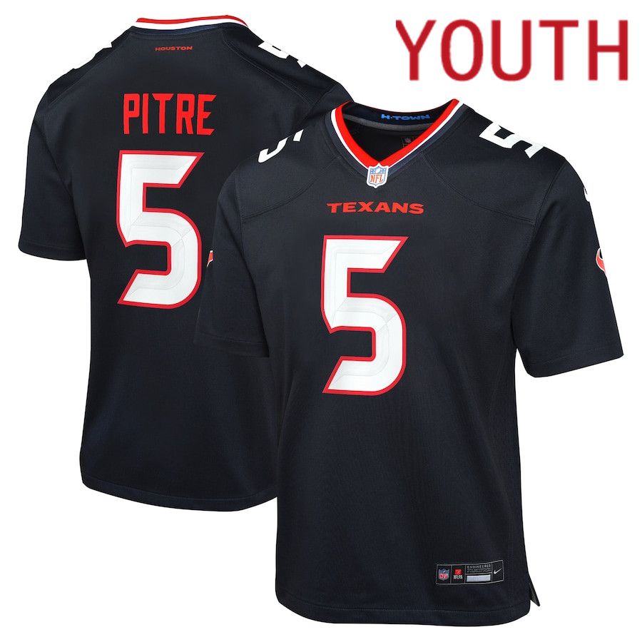 Youth Houston Texans #5 Jalen Pitre Nike Navy Game NFL Jersey->youth nfl jersey->Youth Jersey
